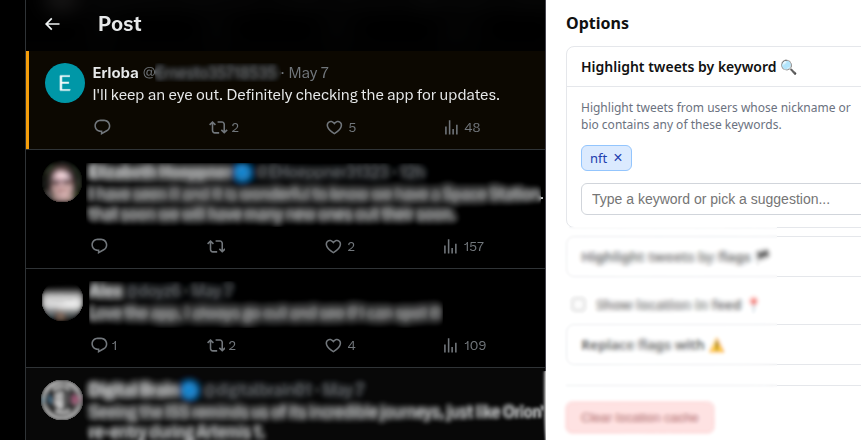 Highlight tweets by keywords in bio
