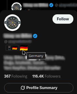 Country flag shown in X hover card